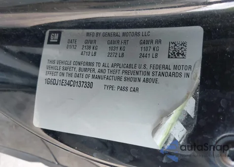 2012 Cadillac Cts Performance z USA, uszkodzony, nr VIN 1G6DJ1E34C0137330